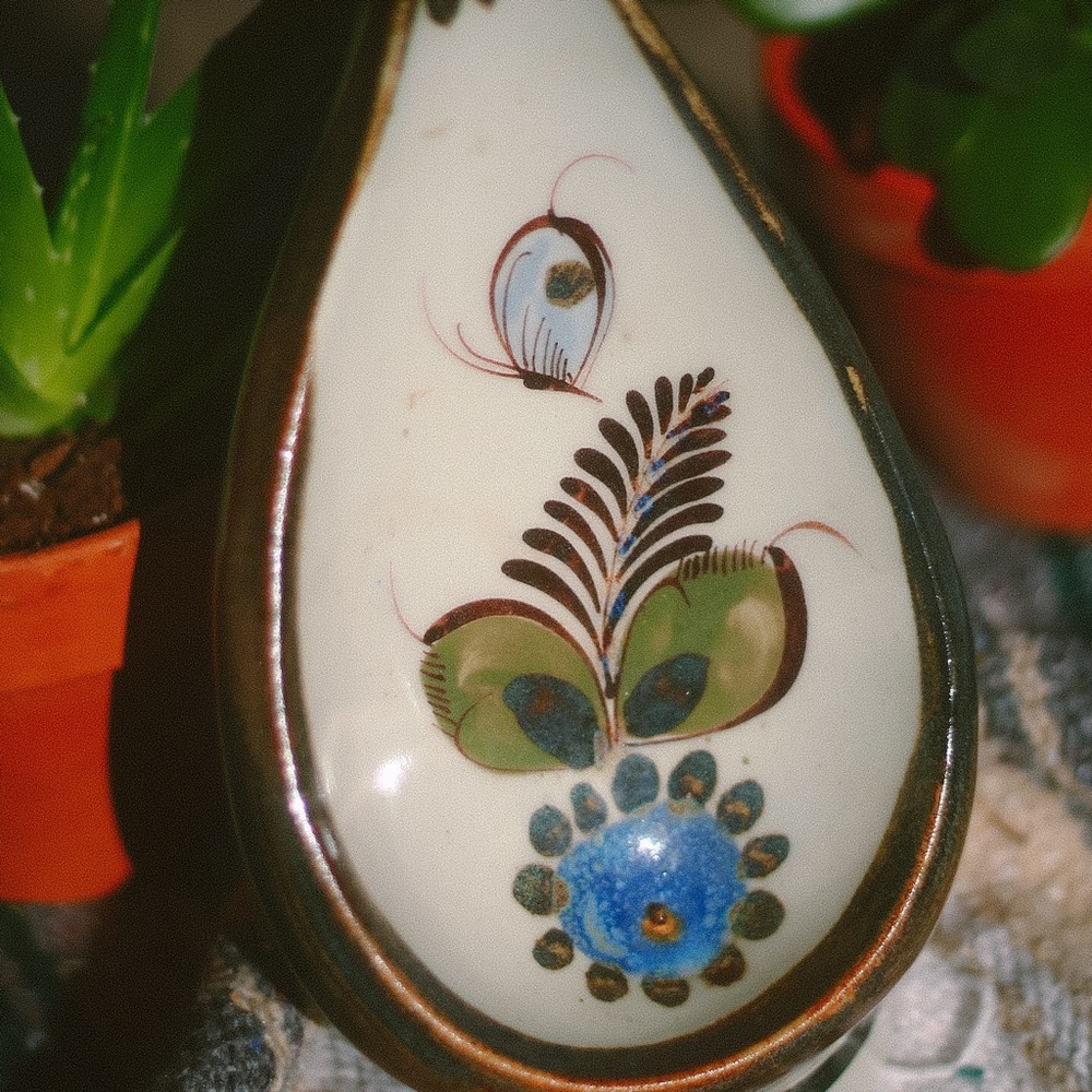 tonala pottery candle holder | rare mexico ceramic